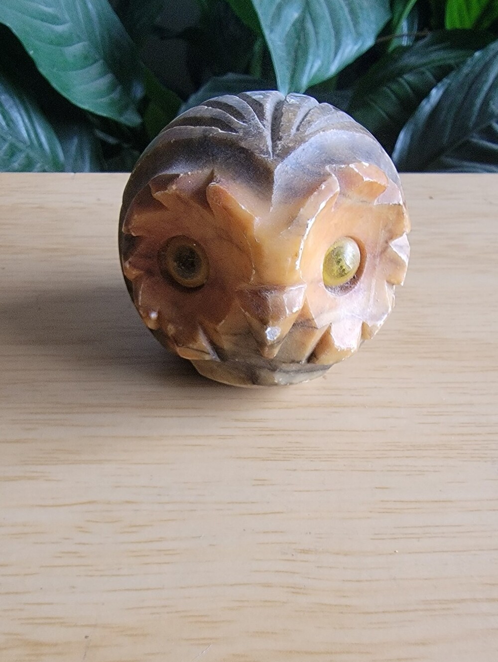 Vintage Italian Alabaster Hand-Carved Owl Figurine